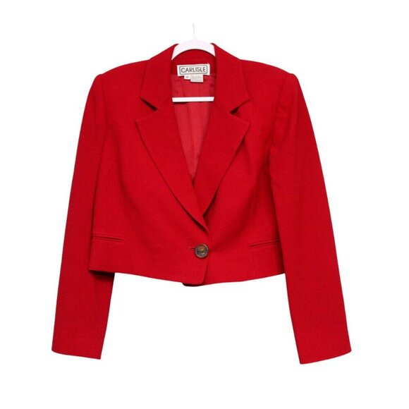Vintage Carlisle Blazer Size 10 Red 100% Wool Classic Business Career Office - Picture 1 of 10